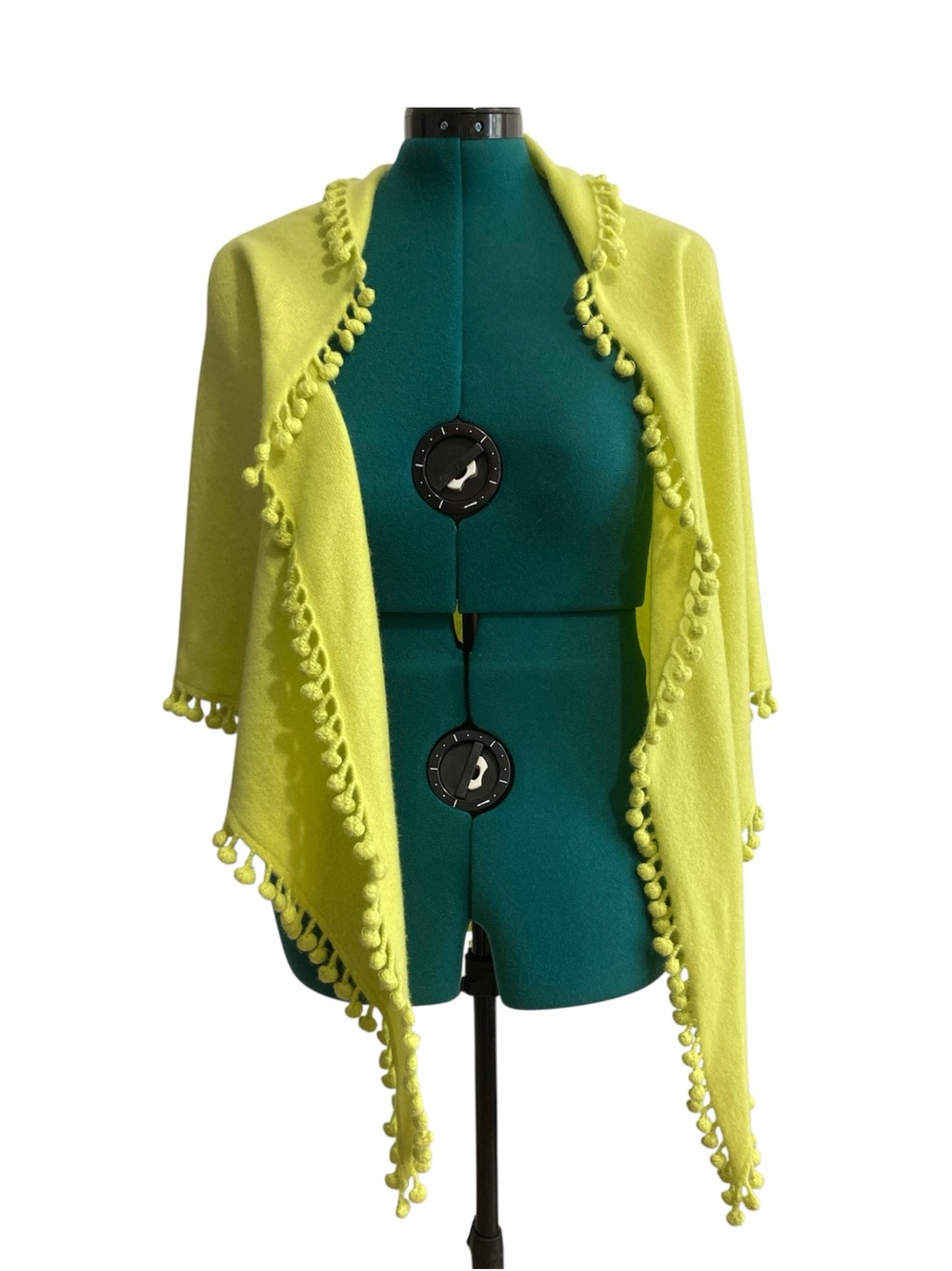 Captiva Cashmere 100% Cashmere PomPom Bobble Fringed Triangle Wrap